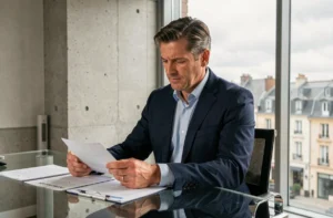 Directeur administratif et financier en temps partagé travaillant dans un bureau moderne à Rennes